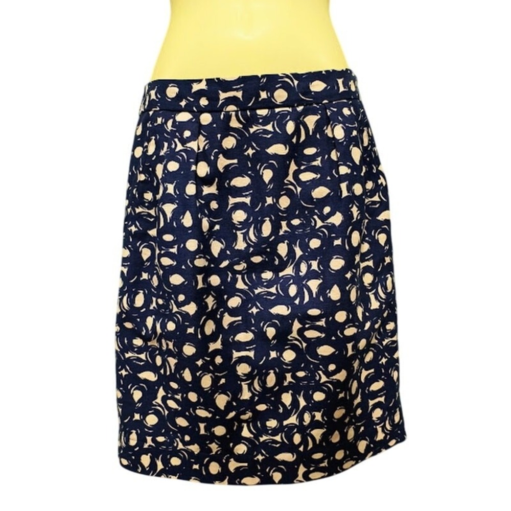 Boden‎ Knee Length Lined Skirt with Pockets, Navy & Cream, Size 4